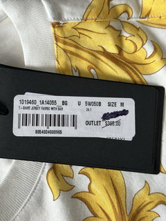 Versace Baroque Cotton Jersey T-Shirt White/Gold M 1019460 NWT