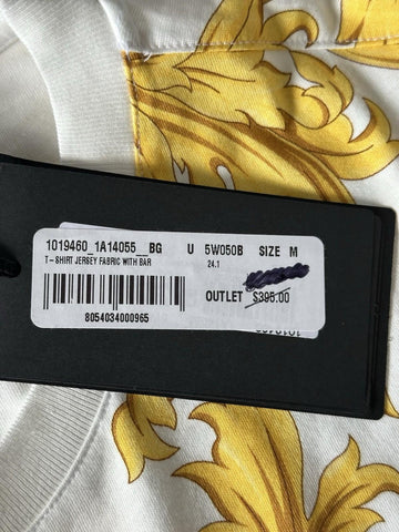 Versace Baroque Cotton Jersey T-Shirt White/Gold M 1019460 NWT