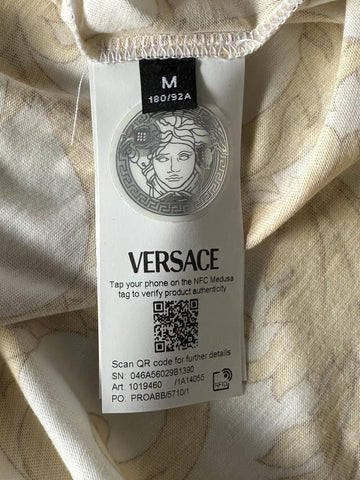 Versace Baroque Cotton Jersey T-Shirt White/Gold M 1019460 NWT
