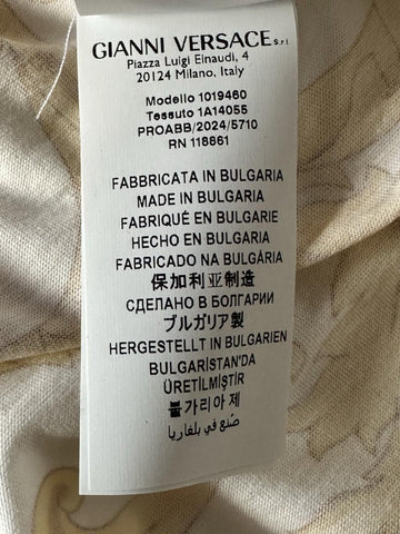 Versace Baroque Cotton Jersey T-Shirt White/Gold M 1019460 NWT