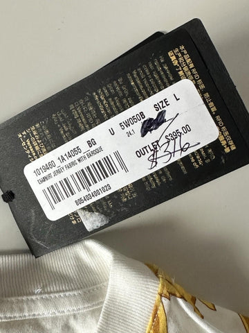 Versace Baroque Cotton Jersey T-Shirt White/Gold L 1019460 NWT