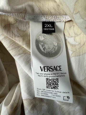 Versace Baroque Cotton Jersey T-Shirt White/Gold 2XL 1019460 NWT