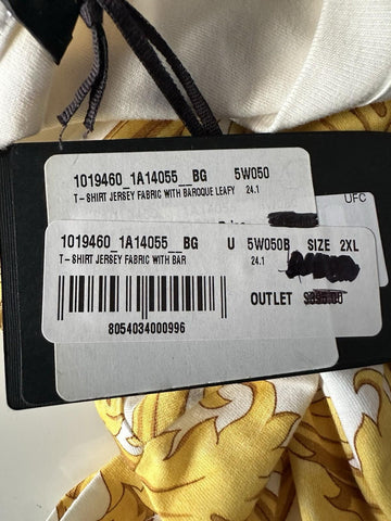 Versace Baroque Cotton Jersey T-Shirt White/Gold 2XL 1019460 NWT