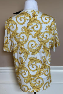 Versace Baroque Cotton Jersey T-Shirt White/Gold 2XL 1019460 NWT