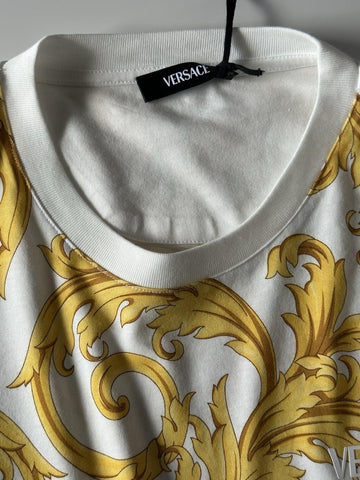 Versace Baroque Cotton Jersey T-Shirt White/Gold 2XL 1019460 NWT
