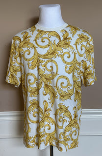 Versace Baroque Cotton Jersey T-Shirt White/Gold 3XL 1019460 NWT