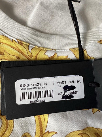 Versace Baroque Cotton Jersey T-Shirt White/Gold 3XL 1019460 NWT