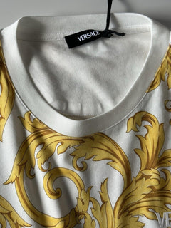 Versace Baroque Cotton Jersey T-Shirt White/Gold 3XL 1019460 NWT