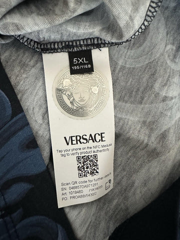 Versace Leafy Baroque Cotton Jersey T-Shirt Blue 5XL 1019460 NWT $625