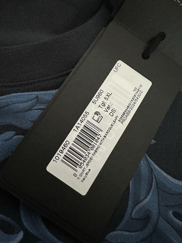 Versace Leafy Baroque Cotton Jersey T-Shirt Blue 5XL 1019460 NWT $625