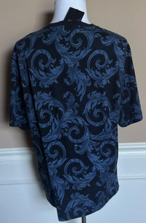 Versace Leafy Baroque Cotton Jersey T-Shirt Blue 5XL 1019460 NWT $625
