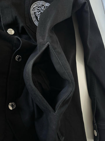 Versace Medusa Blouson Denim Soft Wash Jacket Black 40 US (50 Euro) 1016845 NWT
