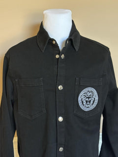 Versace Medusa Blouson Denim Soft Wash Jacket Black 48 US (58 Euro) 1016845 NWT