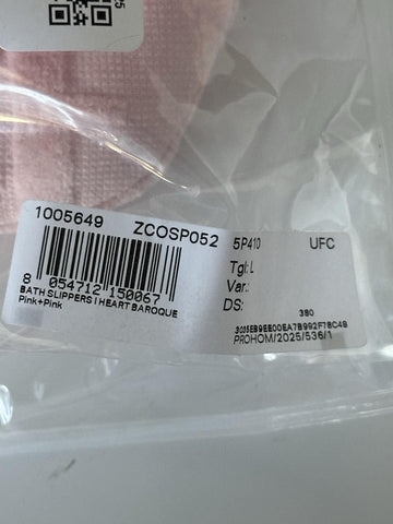 VERSACE Women's Pink Cotton Bath Slippers Large Italy 1005649 NWT