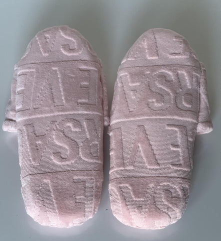 VERSACE Women's Pink Cotton Bath Slippers Large Italy 1005649 NWT
