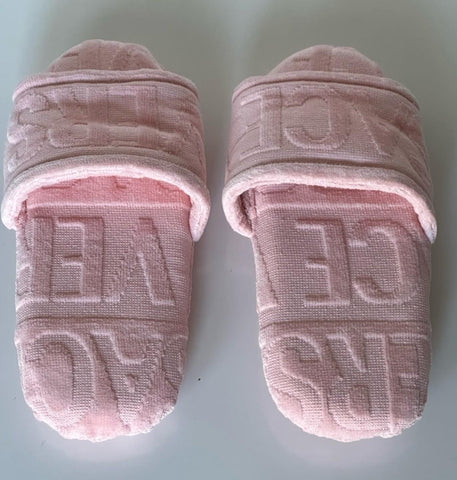 VERSACE Women's Pink Cotton Bath Slippers Large Italy 1005649 NWT