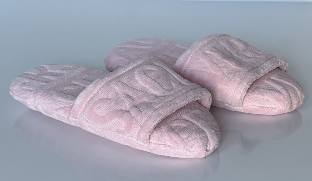 VERSACE Women's Pink Cotton Bath Slippers Small Italy 1005649 NWT