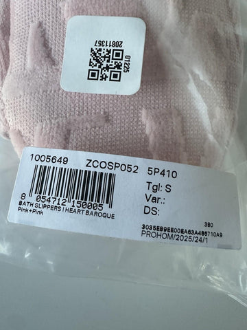 VERSACE Women's Pink Cotton Bath Slippers Small Italy 1005649 NWT