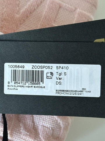 VERSACE Women's Pink Cotton Bath Slippers Small Italy 1005649 NWT