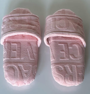 VERSACE Women's Pink Cotton Bath Slippers Small Italy 1005649 NWT