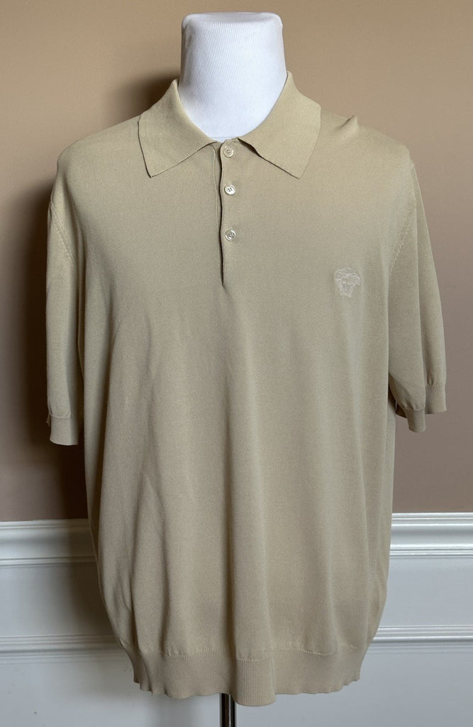 Versace Medusa Lightweight Light Sand Knit Short Sleeve Sweater 48 US 1019330
