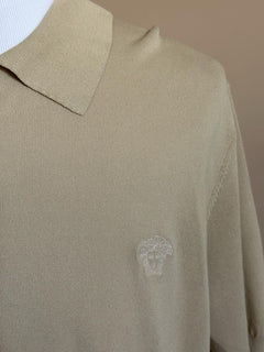 Versace Medusa Lightweight Light Sand Knit Short Sleeve Sweater 48 US 1019330