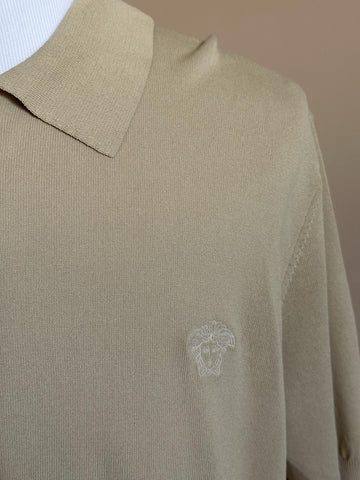 Versace Medusa Lightweight Light Sand Knit Short Sleeve Sweater 48 US 1019330