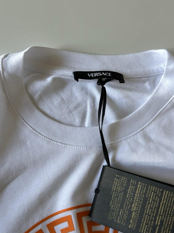 Versace Medusa/Greca Print White/Orange Cotton Jersey T-Shirt L 1011861 NWT