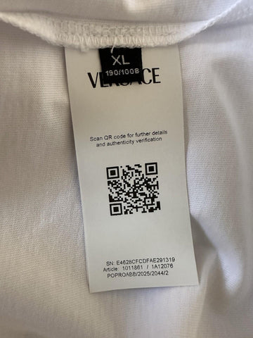 Versace Medusa/Greca Print White/Orange Cotton Jersey T-Shirt XL 1011861 NWT