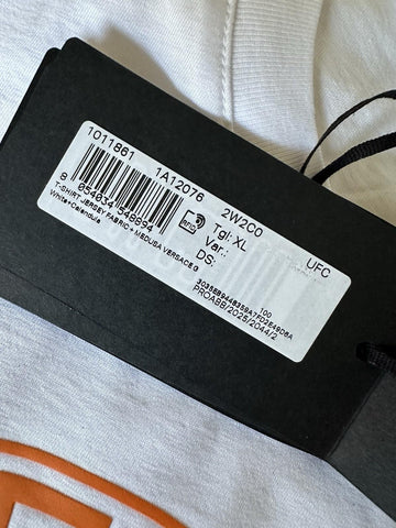 Versace Medusa/Greca Print White/Orange Cotton Jersey T-Shirt XL 1011861 NWT