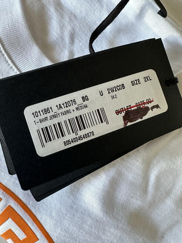 Versace Medusa/Greca Print White/Orange Cotton Jersey T-Shirt 2XL 1011861 NWT