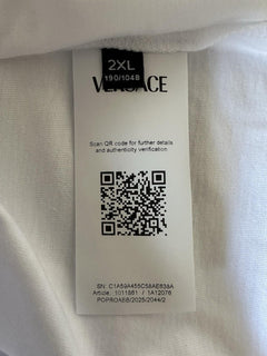 Versace Medusa/Greca Print White/Orange Cotton Jersey T-Shirt 2XL 1011861 NWT
