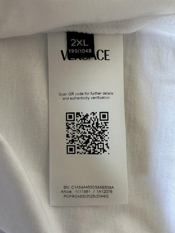 Versace Medusa/Greca Print White/Orange Cotton Jersey T-Shirt 2XL 1011861 NWT