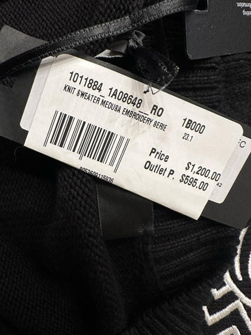 Versace Medusa Embroidered Knit Sweater Black 50 US (60 Euro) 1011884 NWT $1300