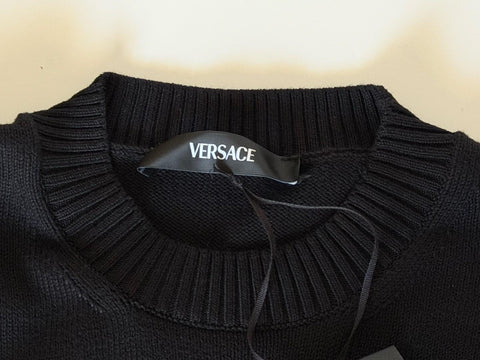 Versace Medusa Embroidered Knit Sweater Black 50 US (60 Euro) 1011884 NWT $1300