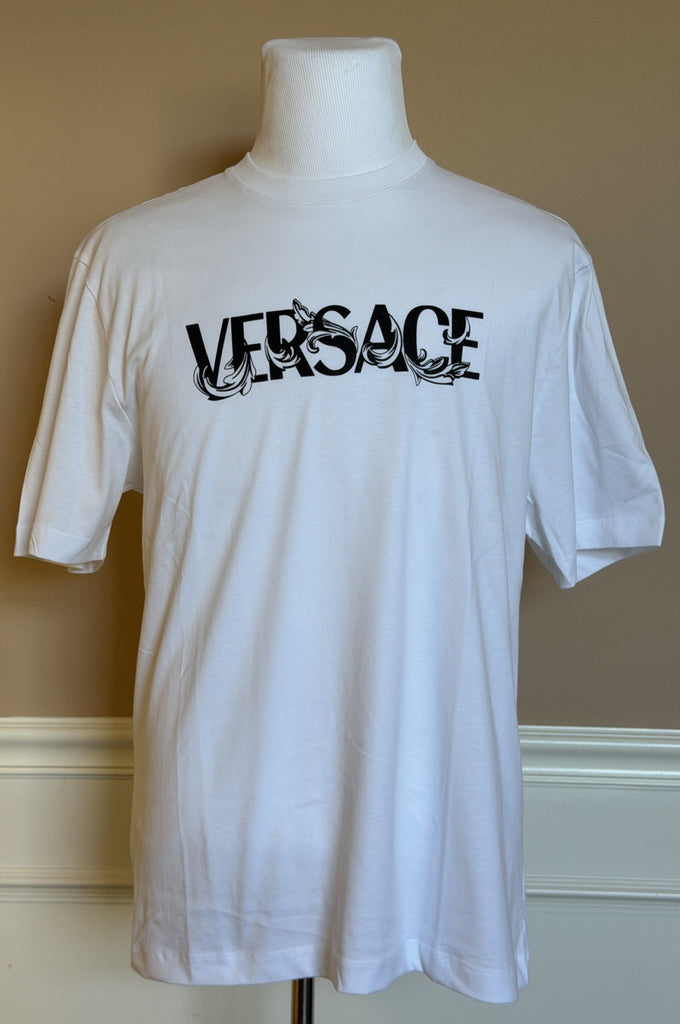 Versace Print Cotton Jersey T-Shirt White/Black 4XL 1014427 NWT