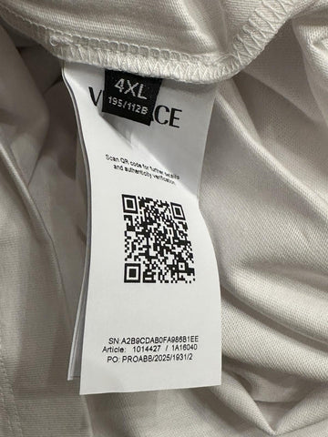Versace Print Cotton Jersey T-Shirt White/Black 4XL 1014427 NWT
