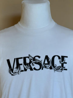 Versace Print Cotton Jersey T-Shirt White/Black 4XL 1014427 NWT