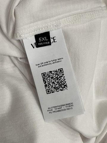 Versace Print Cotton Jersey T-Shirt White/Black 5XL 1014427 NWT