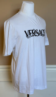 Versace Print Cotton Jersey T-Shirt White/Black 5XL 1014427 NWT