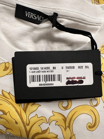 Versace Baroque Cotton Jersey T-Shirt White/Gold 5XL 1019460 NWT