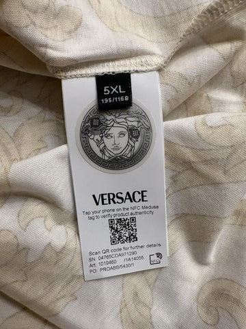 Versace Baroque Cotton Jersey T-Shirt White/Gold 5XL 1019460 NWT