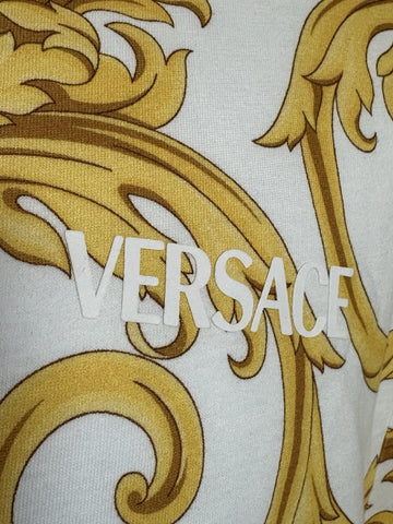 Versace Baroque Cotton Jersey T-Shirt White/Gold 5XL 1019460 NWT