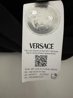 Versace Crewneck Womens Black/Gold Medusa Embroidered Sweater 10 US (44) A89567S