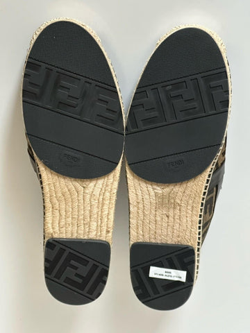 Fendi FF Loro Men's Fabric/Leather Espadrille 10 US (Fendi 9) IT 7P1409 NIB $730