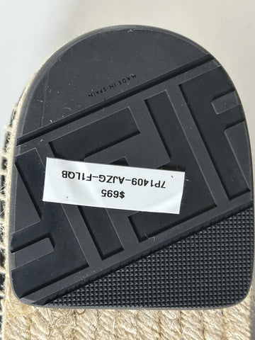 Fendi FF Loro Men's Fabric/Leather Espadrille 10 US (Fendi 9) IT 7P1409 NIB $730