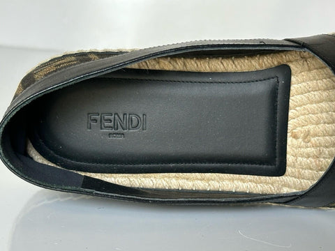 Fendi FF Loro Men's Fabric/Leather Espadrille 10 US (Fendi 9) IT 7P1409 NIB $730