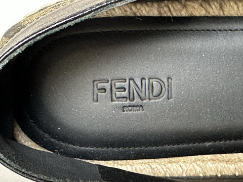 Fendi FF Loro Men's Fabric/Leather Espadrille 11 US (Fendi 10) 7P1409 NIB $730