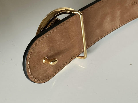 Fendi FF Brown Leather Gold Buckle Reversible Belt 90/36 Italy 8C0585 NWT $620