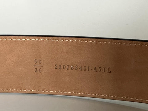 Fendi FF Brown Leather Gold Buckle Reversible Belt 90/36 Italy 8C0585 NWT $620